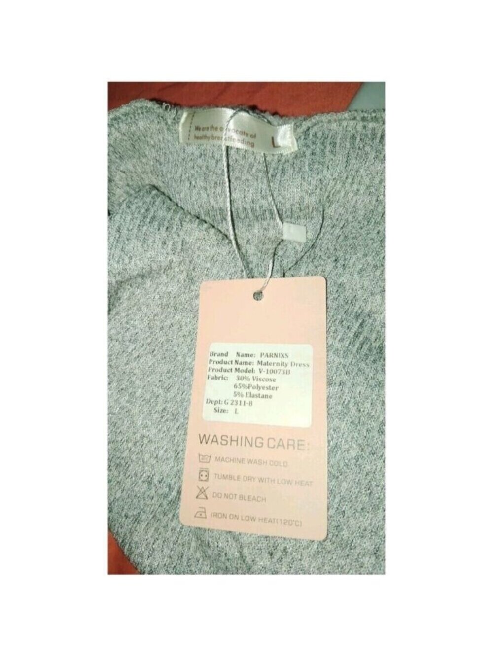 Parnixs long sleeve gray ruched cowl sweater dress Lg New With Tags Maternity - Picture 4 of 8